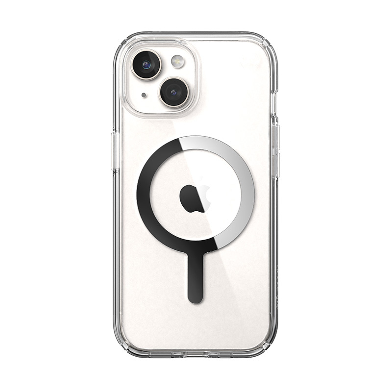 Speck Presidio Perfect-Clear MagSafe Apple iPhone 15 (Clear/Chrome Finish/Serene Silver)