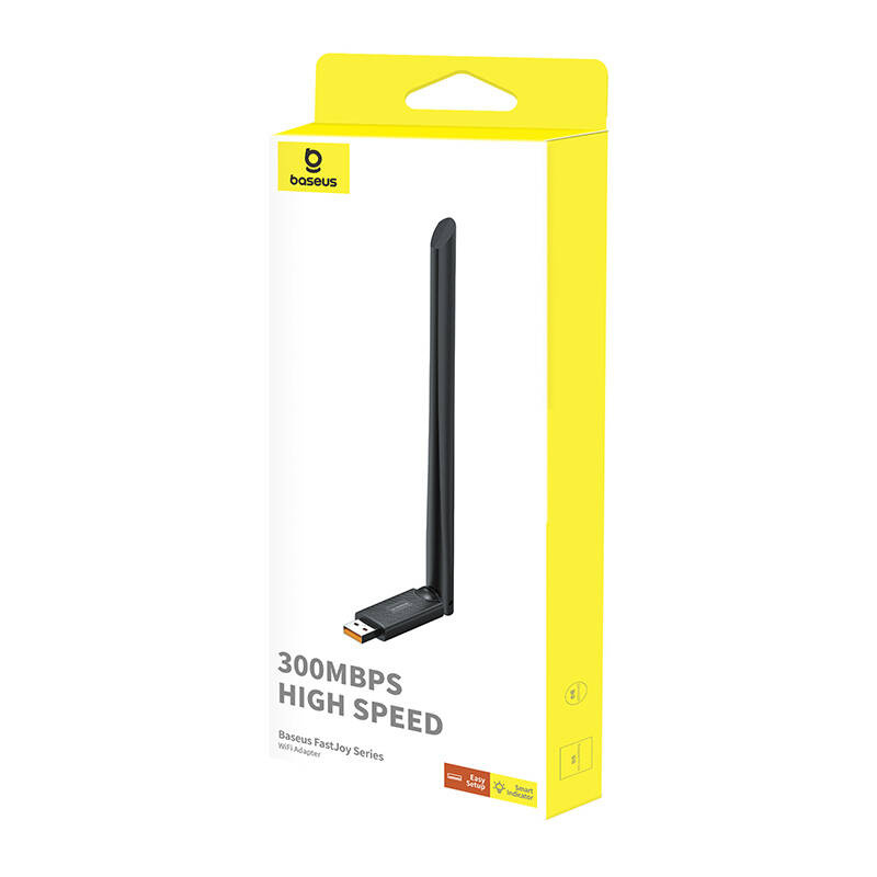 Baseus FastJoy 300Mbps WiFi adapter with antenna black
