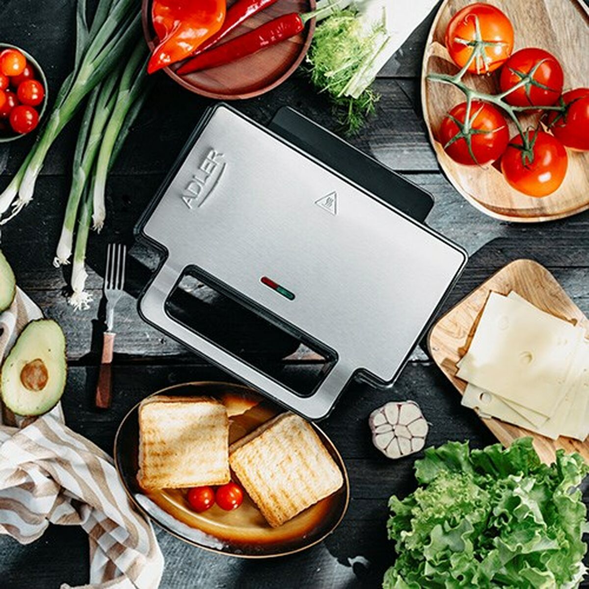 Sandwich Maker Adler AD 3073 Black Silver Sandwich Maker Adler AD 3073 Black Silver