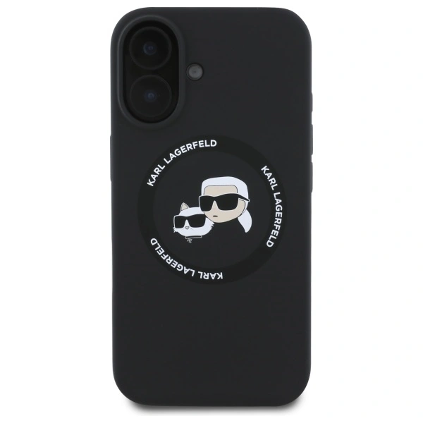 Karl Lagerfeld KLHMP16SSKCHTCK Apple iPhone 16 hardcase Silicone Karl&Choupette Heads MagSafe black
