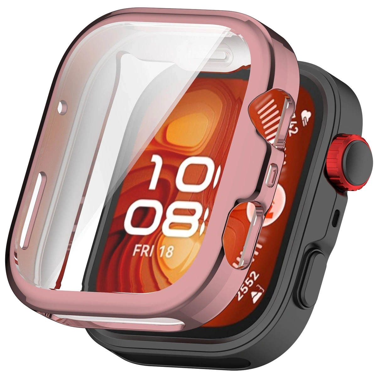 Etui z osłoną ekranu Bizon Case Watch Felipe do Huawei Watch Fit 4 Pro różowe