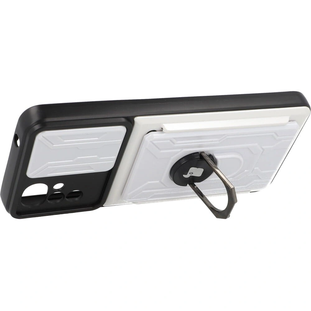 Bizon Case Camshield Card Slot Ring Moto G22 white