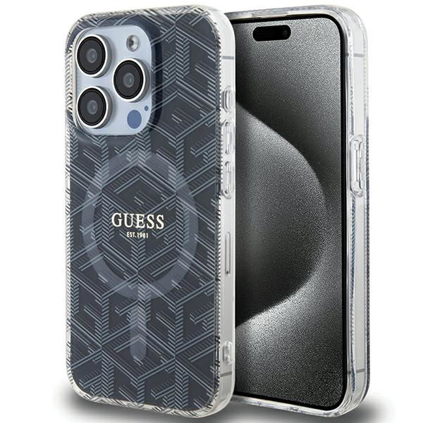 Guess GUHMP15XHGCUSTGK Apple iPhone 15 Pro Max hardcase IML GCube MagSafe black