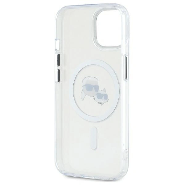 Karl Lagerfeld KLHMP14SHLSKCH Apple iPhone 14 hardcase IML Metal Karl&Choupette Head MagSafe white