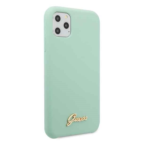 Guess GUHCN58LSLMGG iPhone 11 Pro green hard case Silicone Vintage Gold Logo