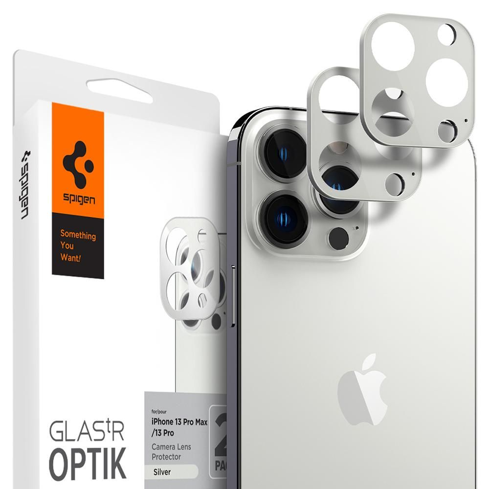 Szkło hartowane na aparat Spigen Optik Camera Lens Apple iPhone 13 Pro/13 Pro Max Silver [2 PACK]