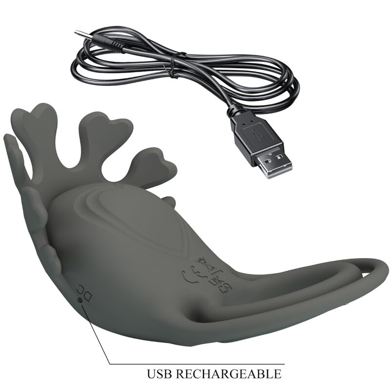 PRETTY LOVE - RUBEN DOUBLE VIBRATING RING WITH STIMULATOR GRAY