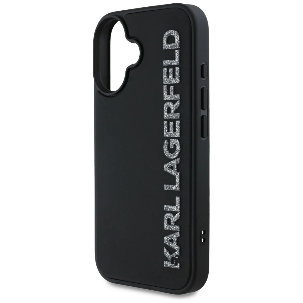 Karl Lagerfeld HC 3D Rubber Elongated Glitter Apple iPhone 16 black