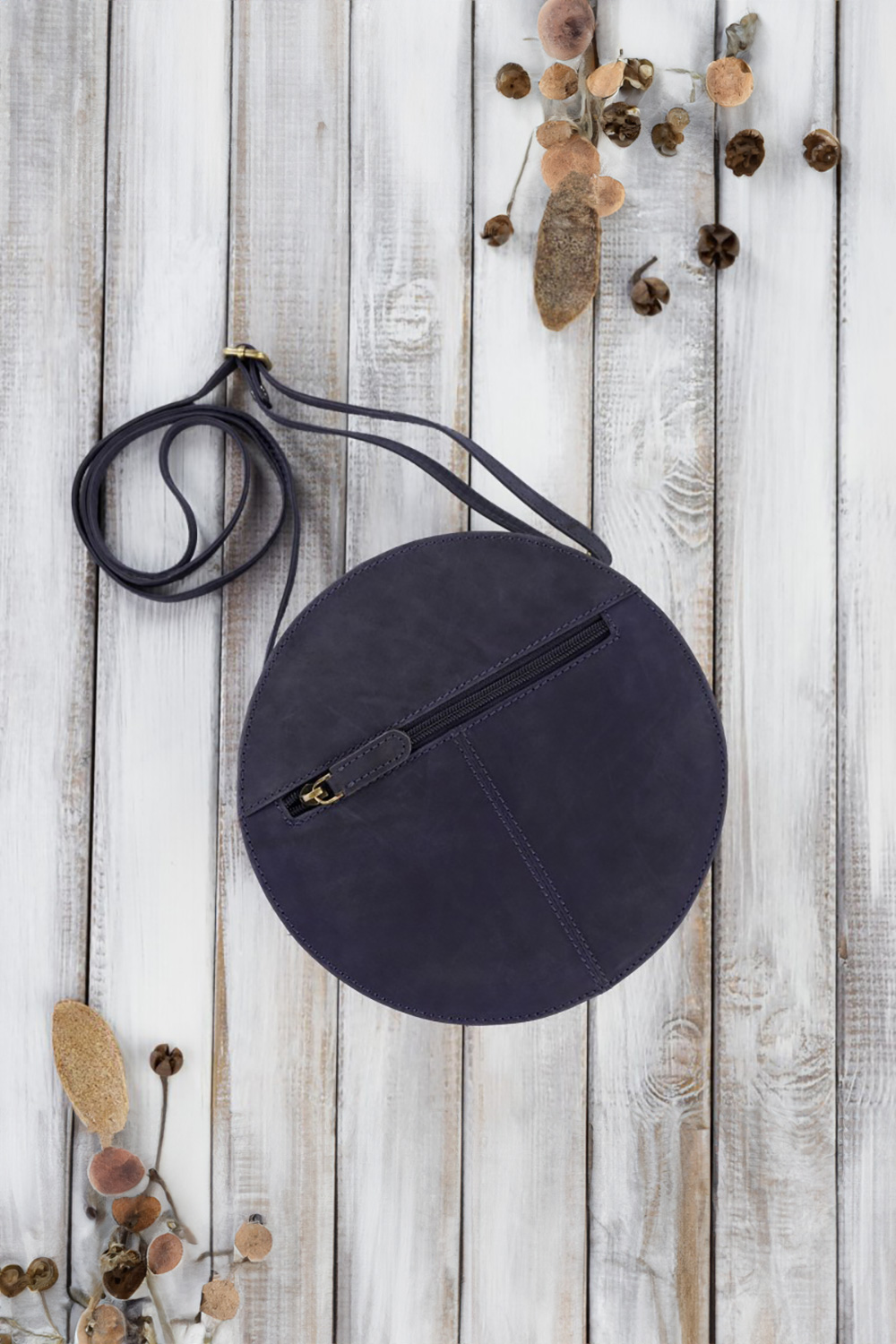  Natural leather bag model 191528 Galanter  navy blue
