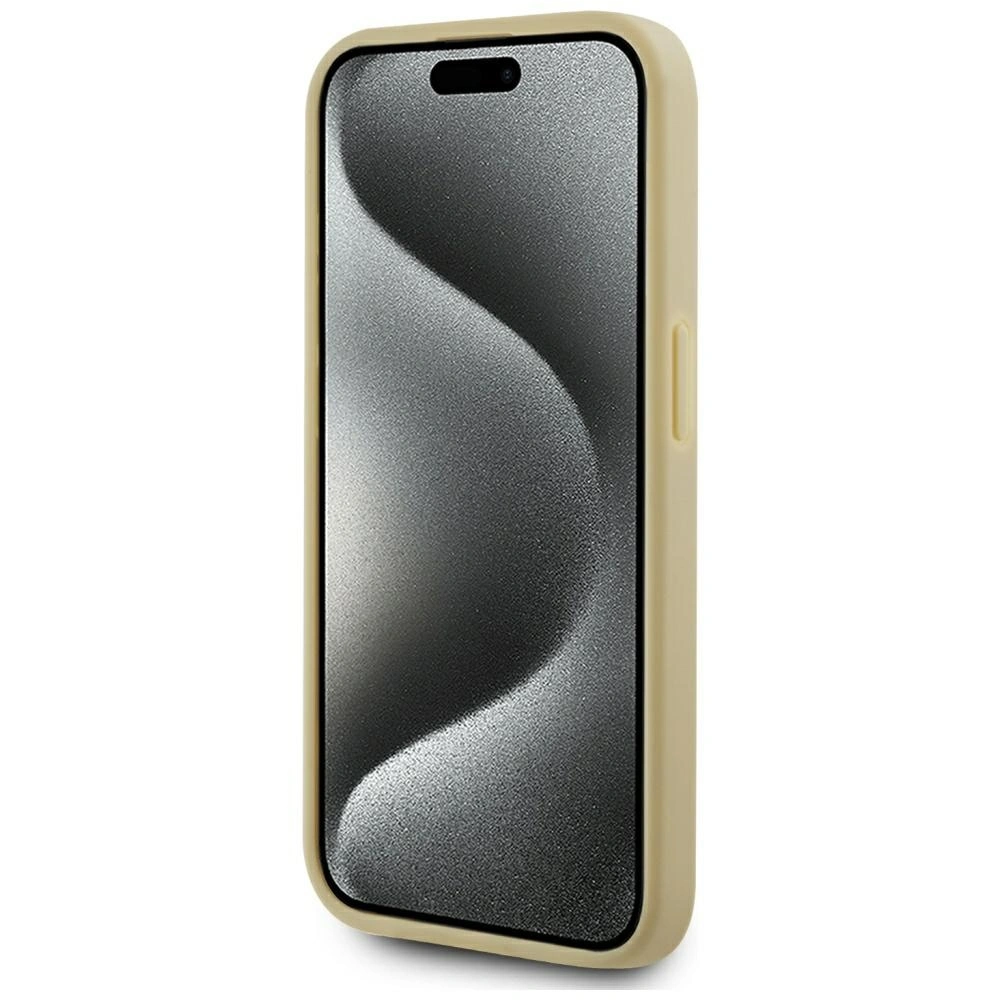 Etui Karl Lagerfeld Wrinkled Metal Signature do Apple iPhone 15 Pro złoty