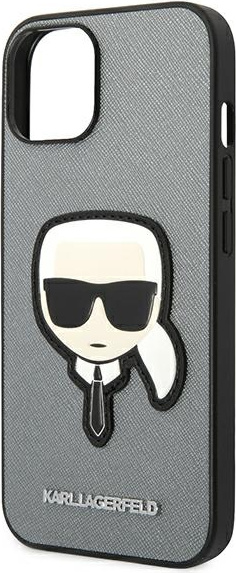 Karl Lagerfeld KLHCP14MSAPKHG Apple iPhone 14 Plus silver hardcase Saffiano Karl`s Head Patch