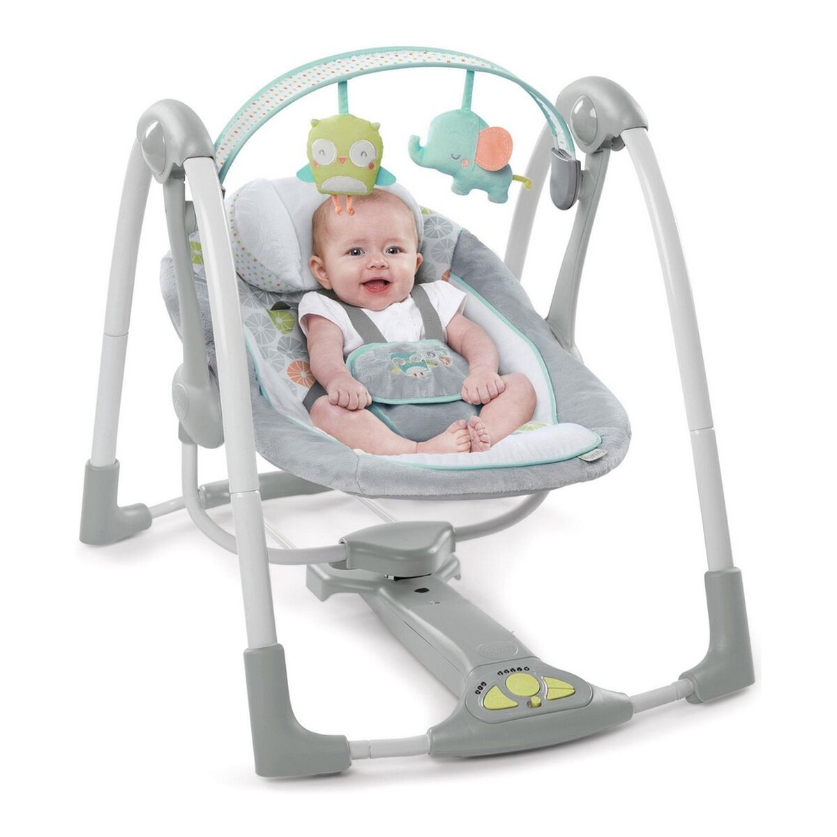 Rocking Chair Ingenuity Compact Swing - Hugs & Hoots Grey White