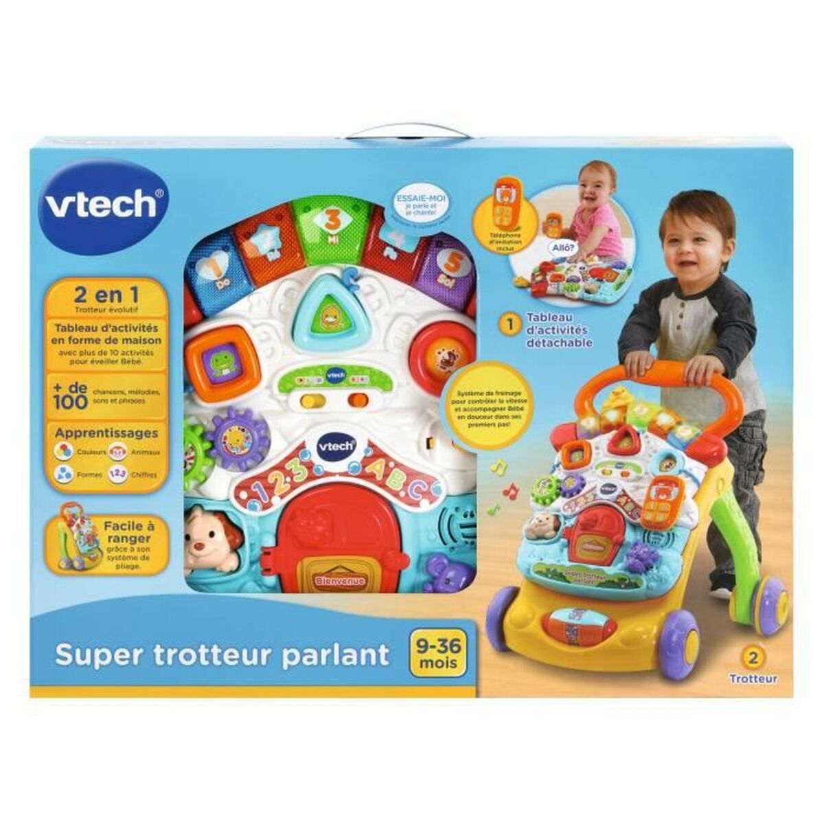 Tricycle Vtech Super Trotteur Parlant 2 En 1 Orange (FR)