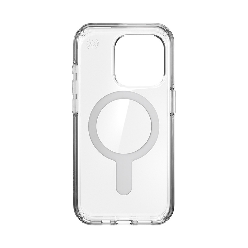 Speck Presidio Perfect-Clear ClickLock MagSafe Apple iPhone 15 Pro (Clear/Chrome Finish/Serene Silver)