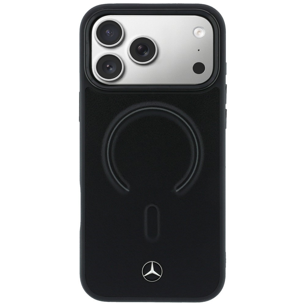 Etui Mercedes Leather 3D MagSafe do Apple iPhone 17 Pro czarny