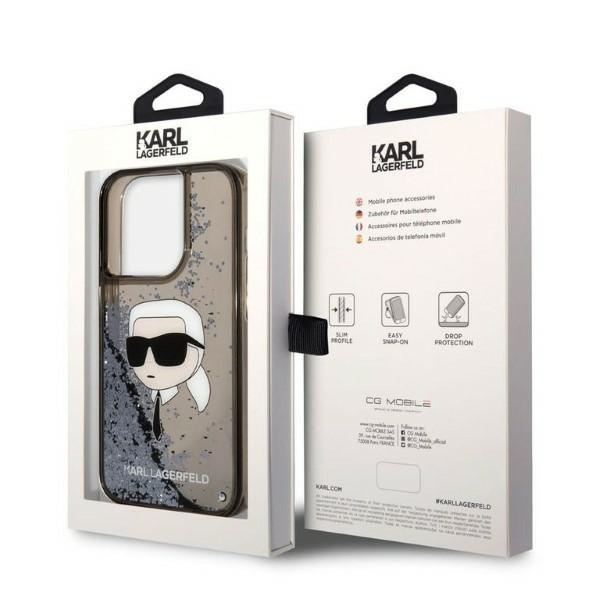 Karl Lagerfeld KLHCP14LLNKHCK Apple iPhone 14 Pro black hardcase Glitter NFT Karl Head