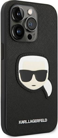 Karl Lagerfeld KLHCP14LSAPKHK Apple iPhone 14 Pro black hardcase Saffiano Karl`s Head Patch