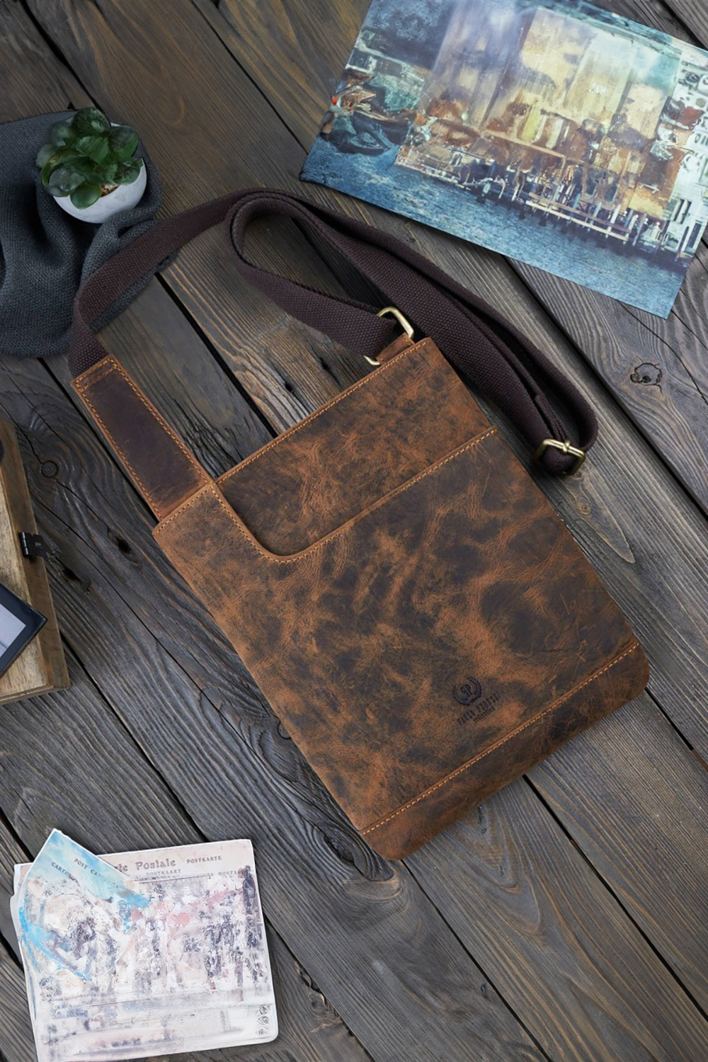  Natural leather bag model 191538 Galanter  brown