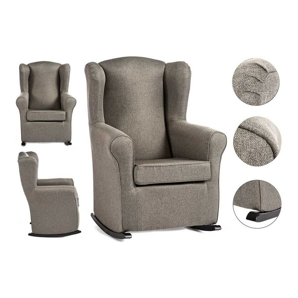 Reclining Armchair Sedia Rocking Chair Polyester Pine (70 x 97 x 75 cm)