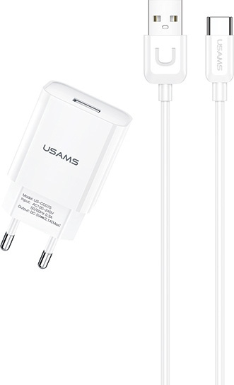 USAMS Wall Charger 1xUSB T21 USB-C white 2,1A Fast Charging T21OCTC01