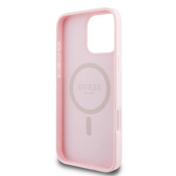 Guess GUHMP16LPGHSMMP Apple iPhone 16 Pro hardcase Grained Ring MagSafe pink