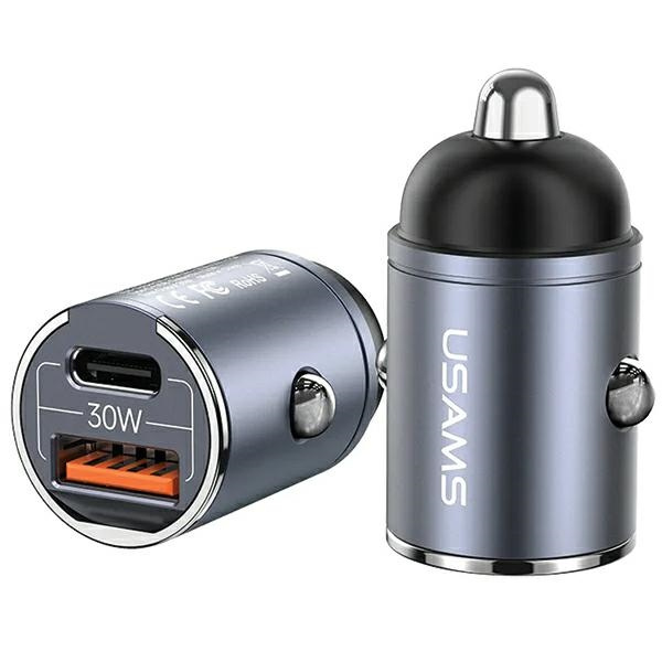USAMS C38 USB-A, USB-C 30W PD Fast Charge car charger tarnish 