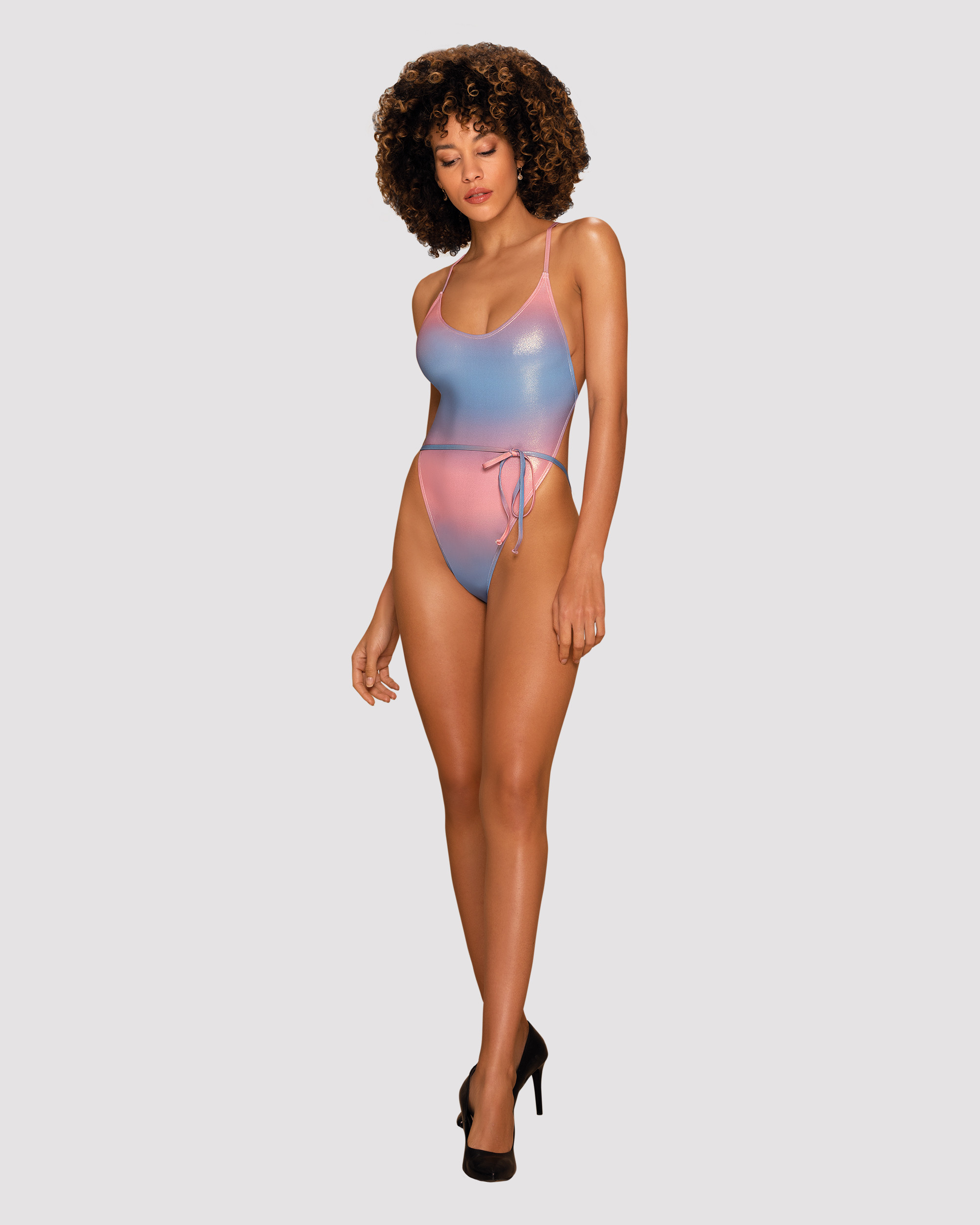 Jednoczęściowy strój kąpielowy Kostium kąpielowy Model Rionella Pink/Blue - Obsessive Wielokolorowy Damska