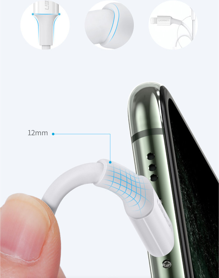 UGREEN US171 USB-C - Lightning MFi Cable 3A 0.25m white