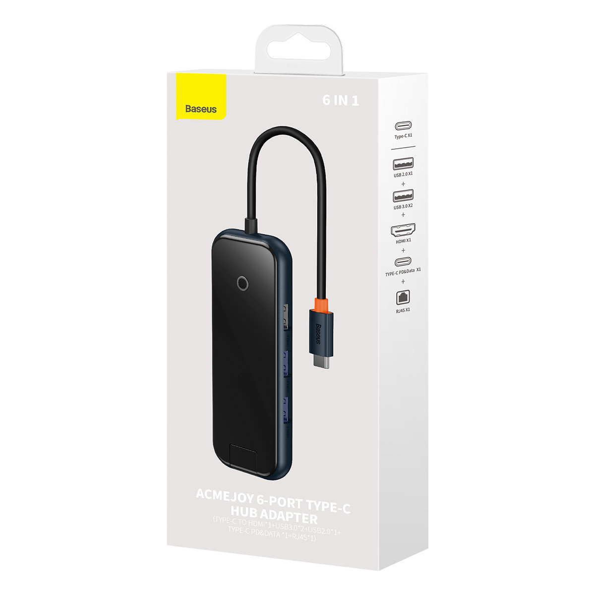 Baseus AcmeJoy Hub USB-C to USB-C PD&Data/2xUSB3.0/USB2.0/HDMI/RJ45) gray