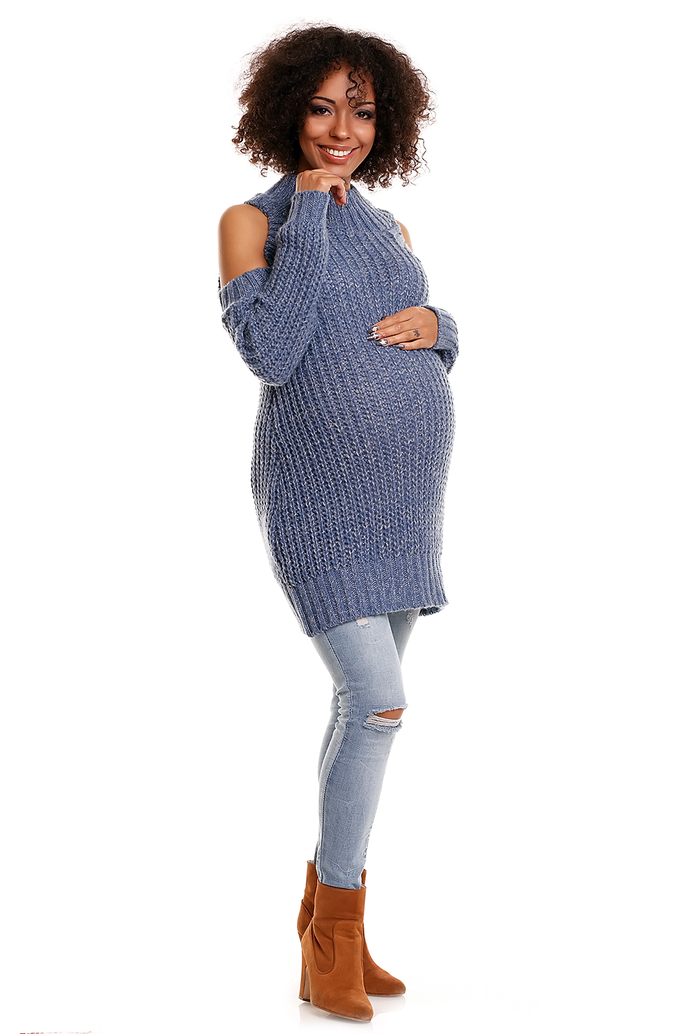  Pregnancy sweater model 84340 PeeKaBoo  blue