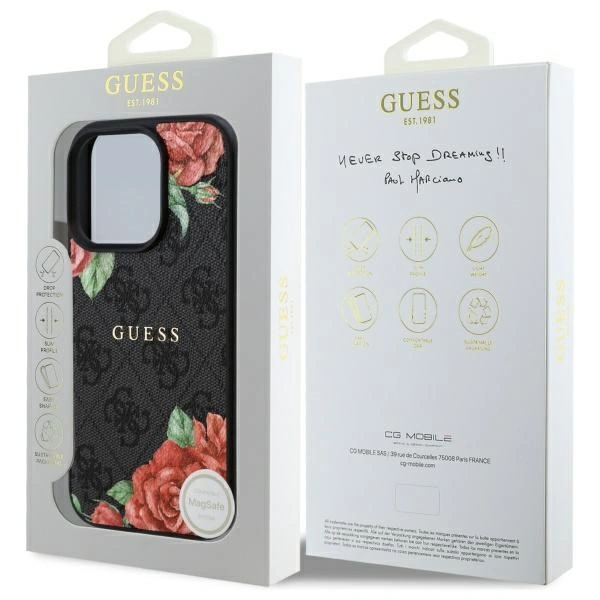 Guess GUHMP16LP4ROPEMCK Apple iPhone 16 Pro hardcase 4G Flowers Print MagSafe black