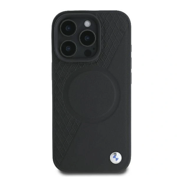 Case BMW BMHMP16L23RTPK Apple iPhone 16 Pro hardcase Sign Leather Half Textured And Circle MagSafe black