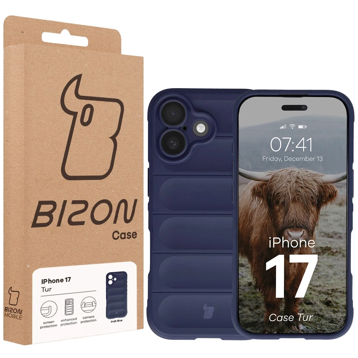 Pancerne etui Bizon Case Tur do Apple iPhone 17 granatowe