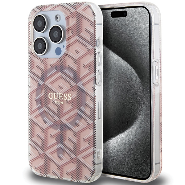 Guess GUHMP15LHGCUSTGP Apple iPhone 15 Pro hardcase IML GCube MagSafe pink