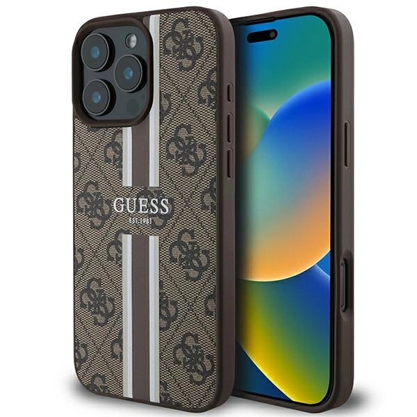 Guess GUHMP16XP4RPSW Apple iPhone 16 Pro Max hardcase 4G Printed Stripes MagSafe brown