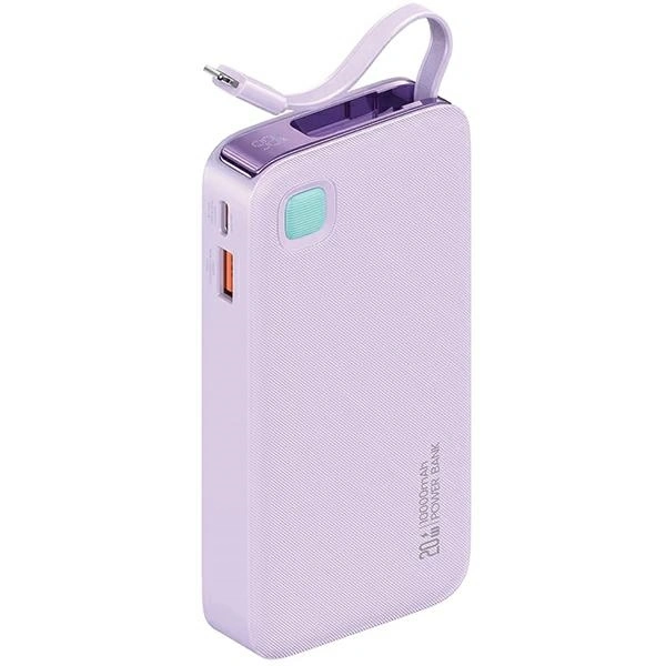 USAMS Powerbank + retractable Lightning cable 10000 mAh PD 20W Fast Charge XY Series purple