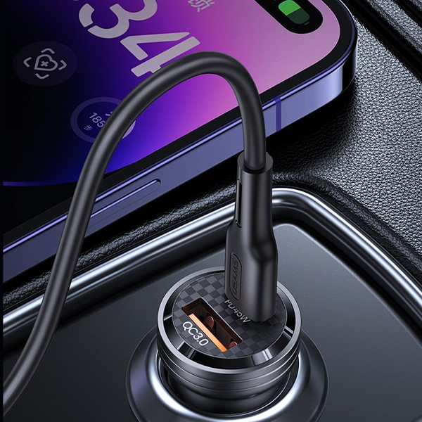 USAMS C35 Car Charger USB-A+USB-C 45W Fast Charge purple (US-CC175)
