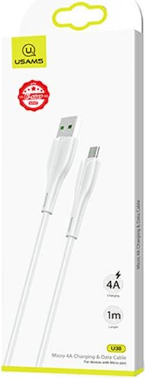 USAMS Cable U38 microUSB 4A Fast Charge for OPPO 1m white SJ375USB02 (US-SJ375)