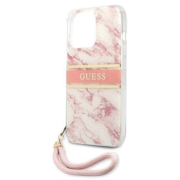 Guess GUHCP13XKMABPI Apple iPhone 13 Pro Max pink hardcase Marble Strap Collection