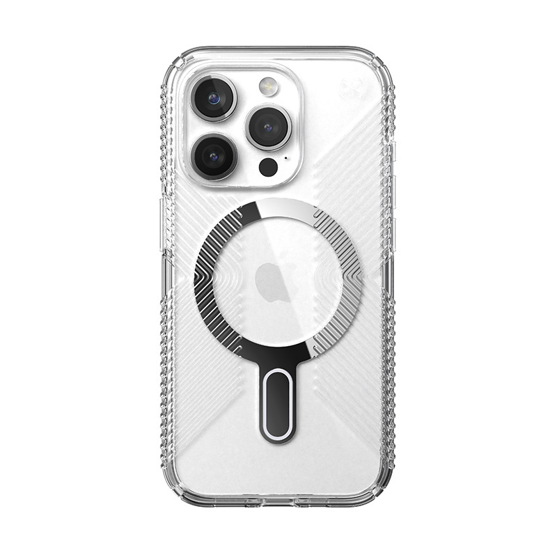 Speck Presidio Perfect-Clear Grip ClickLock MagSafe Apple iPhone 15 Pro (Clear/Chrome Finish/Serene Silver)