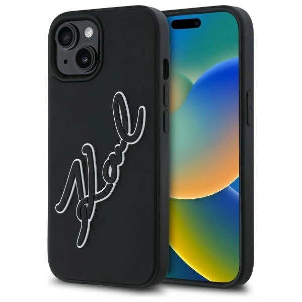 Karl Lagerfeld KLHCP15S3DRKSDLK Apple iPhone 15 hardcase 3D Rubber Signature black