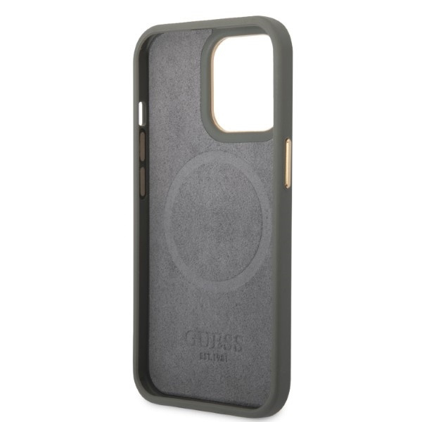 Guess GUHMP13XSAPSTG Apple iPhone 13 Pro Max grey hardcase Peony Logo Plate MagSafe