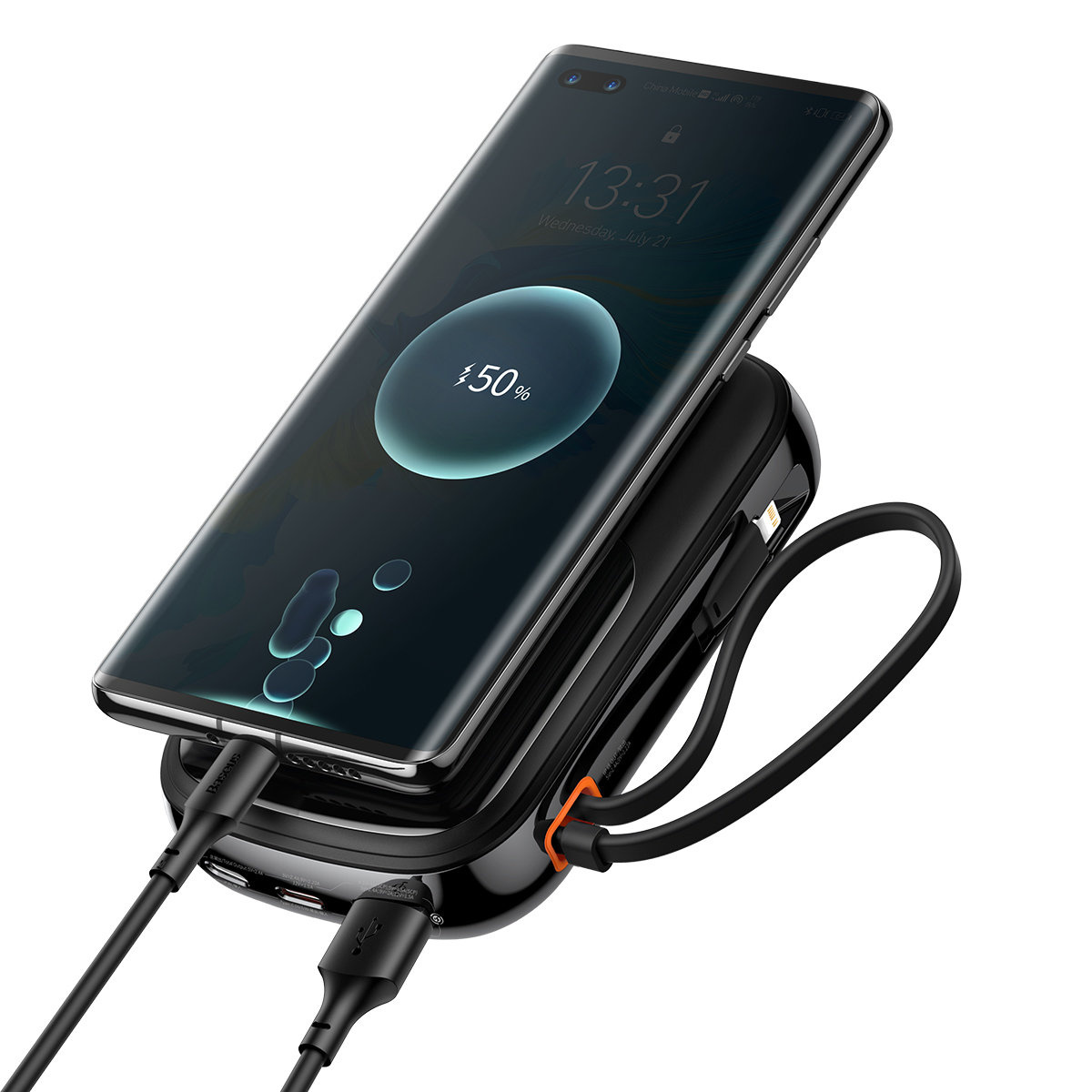 Baseus Qpow Digital Display power bank with fast charging 20000mAh 20W QC/PD/SCP/FCP with built-in Lightning cable black