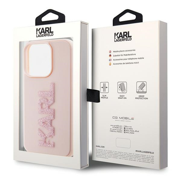 Karl Lagerfeld KLHCP15L3DMBKCP Apple iPhone 15 Pro hardcase 3D Rubber Glitter Logo pink