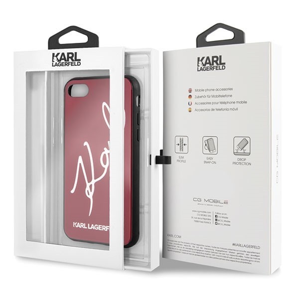 Karl Lagerfeld KLHCI8DLKSRE Apple iPhone SE 2022/SE 2020/8/7 red hard case Signature Glitter