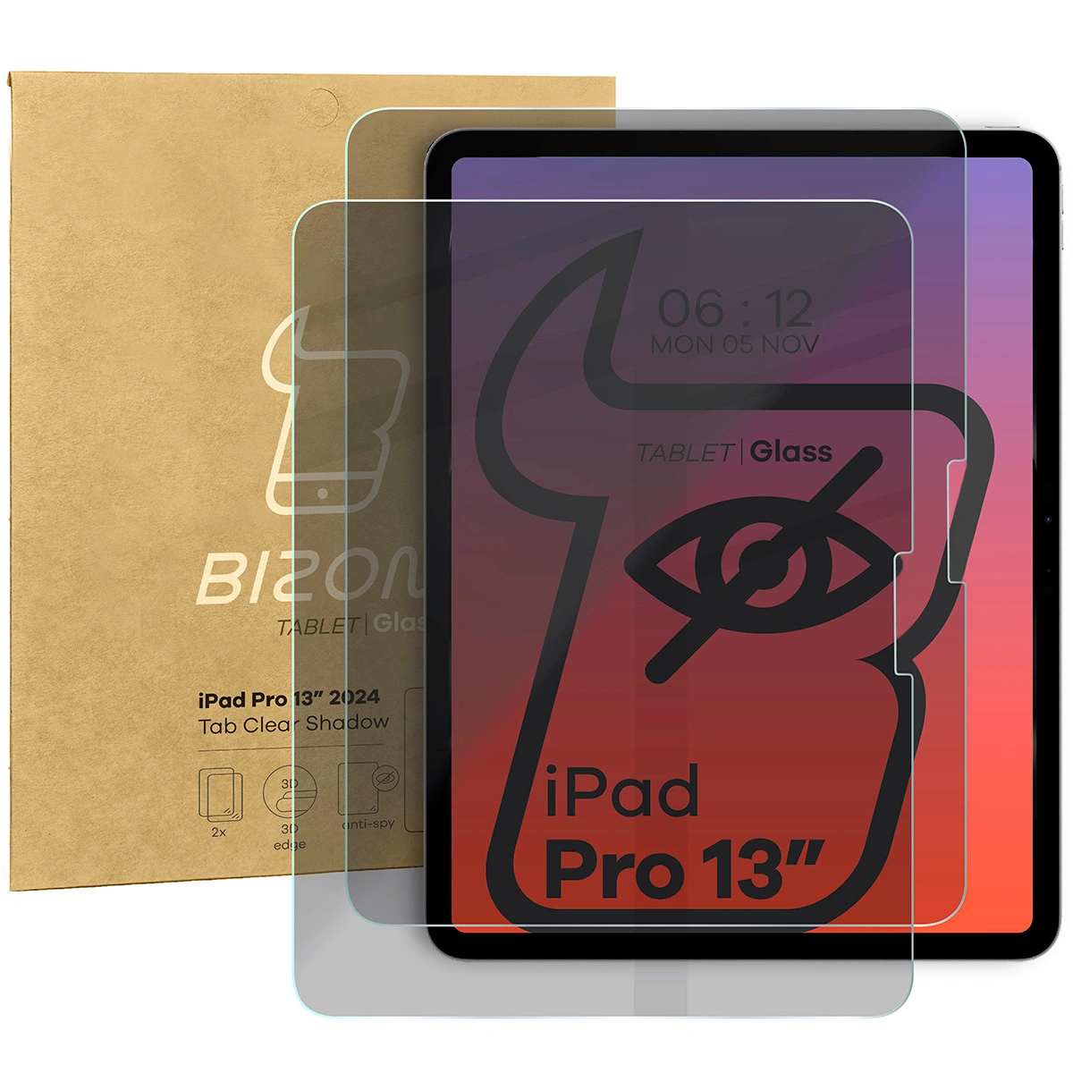 Bizon Glass Tab Clear Shadow Apple iPad Pro 13 2024 [2 PACK]