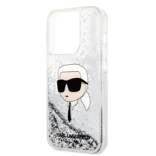 Karl Lagerfeld KLHCP14LLNKHCH Apple iPhone 14 Pro silver hardcase Glitter Karl Head