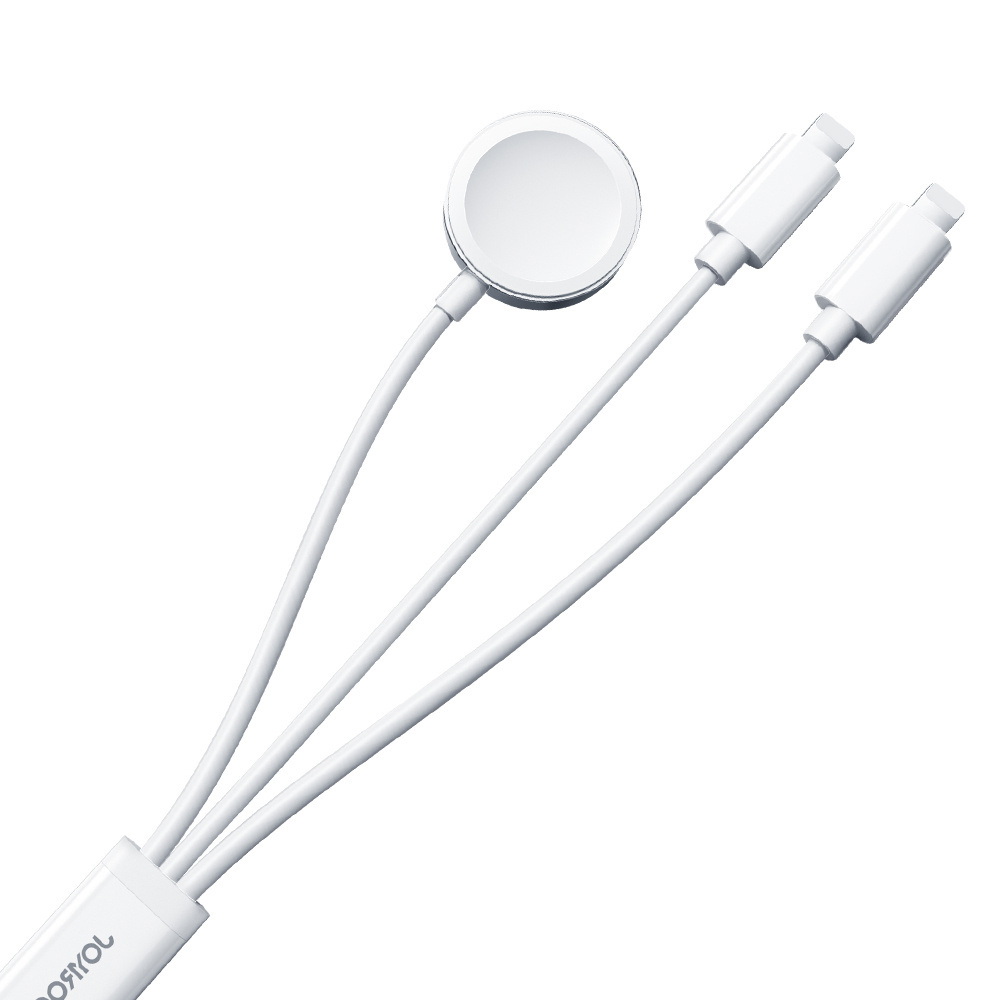 Joyroom S-IW007 3in1 cable USB-A / magnetic charger, USB-A, Lightning 1.2m white