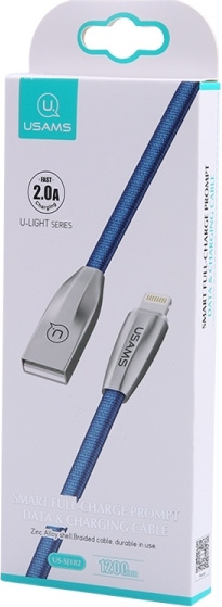 USAMS Nylon Cable U-Light Lightning blue 1,2m IPZSUSB03 (US-SJ182)