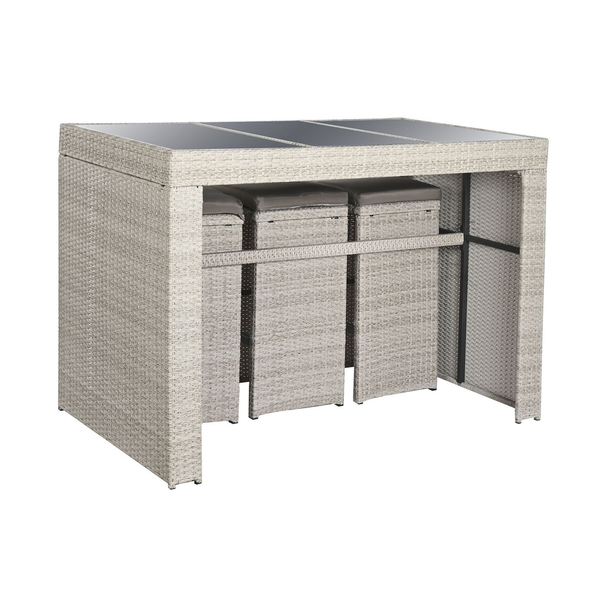 Table set with 6 chairs DKD Home Decor Steel synthetic rattan 143 x 80 x 100 cm